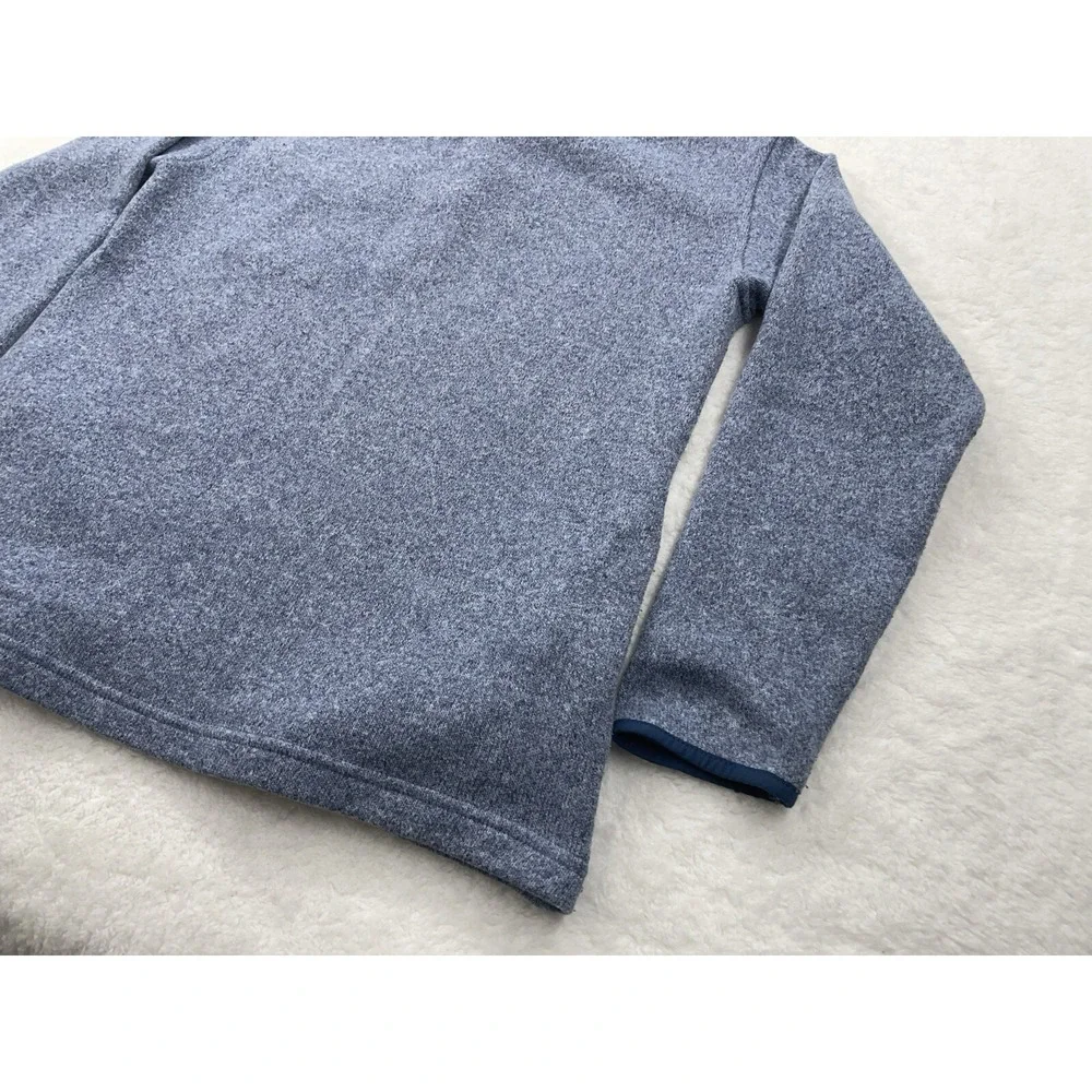 Eddie Bauer Mens Heather Blue Sweater Fleece 1/4 Snap Pullover Jacket Size S